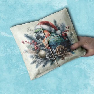 Tropical Parrot Seasons Greetings Christmas 