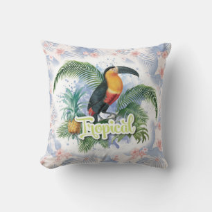 Tropical Parrot Theme Throw Pillow