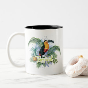 Tropical Parrot Theme Two-Tone Coffee Mug