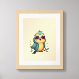 Tropical Parrot Wood Framed Kids Room   Gallery Art