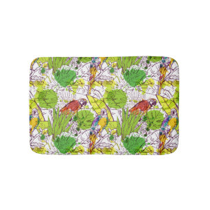 Tropical Parrots Bathroom Mat
