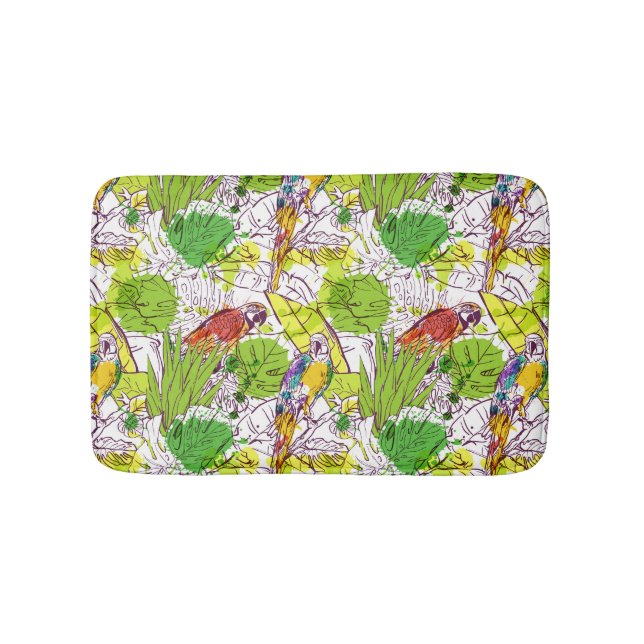 Tropical Parrots Bathroom Mat (Front)