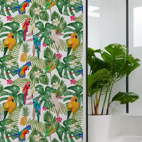 Tropical Parrots Birds Exotic Watercolor Pattern Wallpaper