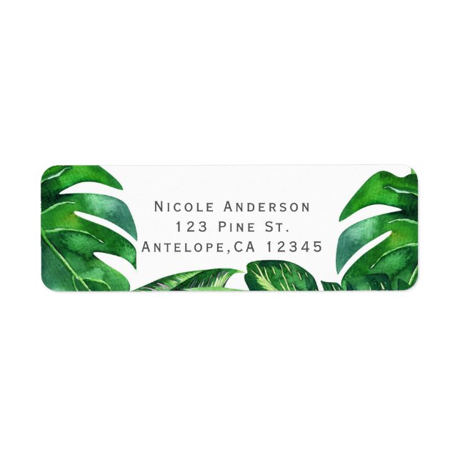Tropical Parrots Birds & Leaves Party Invitaton Label (Front)
