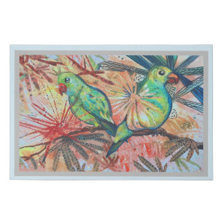 Tropical Parrots Faux Canvas Print