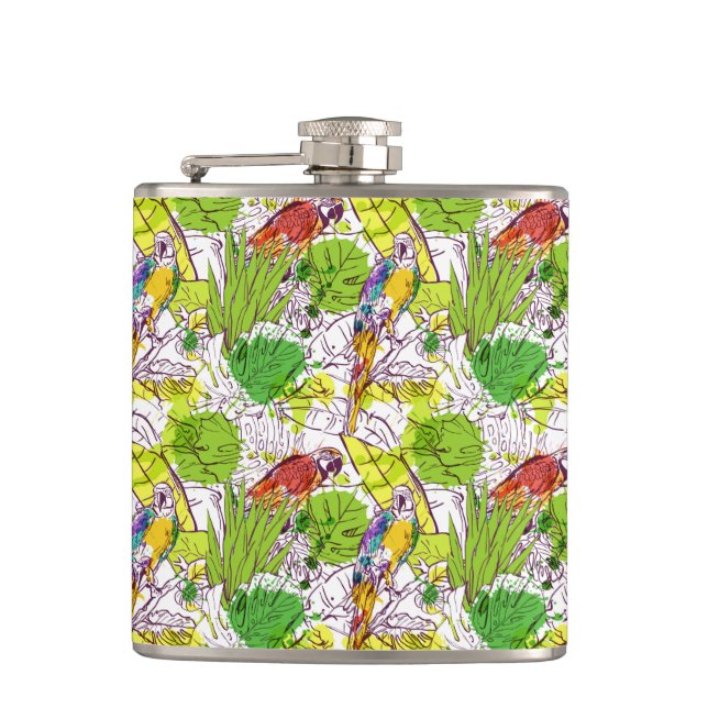 Tropical Parrots Flask (Front)