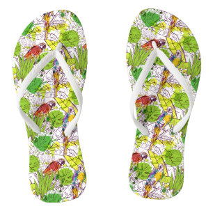 Tropical Parrots Flip Flops