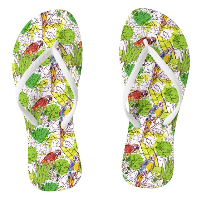 Tropical Parrots Flip Flops (Footbed)