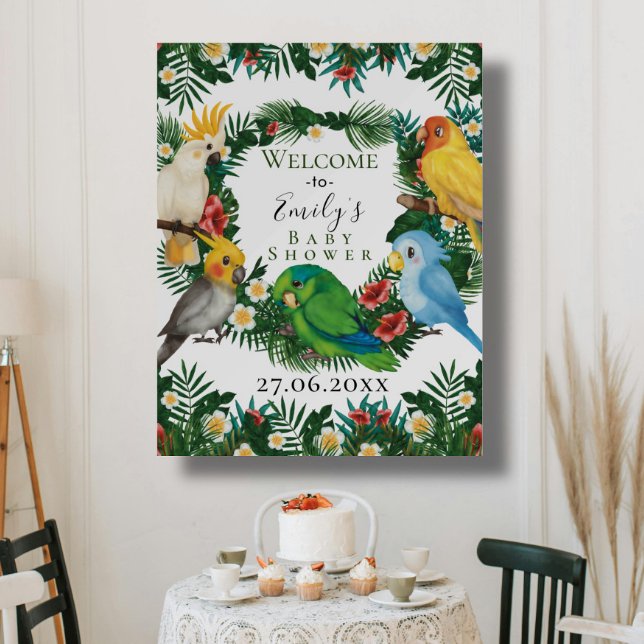 Tropical Parrots Green exotic Baby birds Welcome F Foam Board (Creator Uploaded)