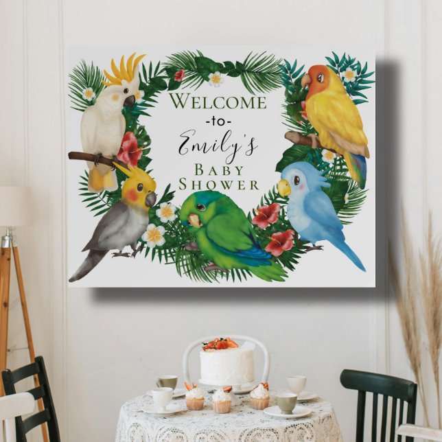Tropical Parrots Green exotic Baby birds Welcome Foam Board (Creator Uploaded)