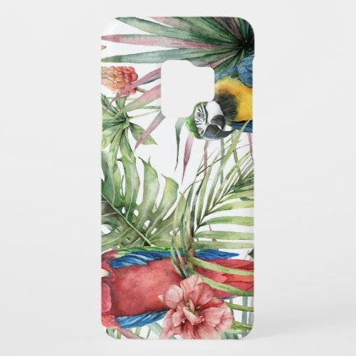 Tropical parrots hibiscus watercolor pattern Case_Mate samsung galaxy s9 case