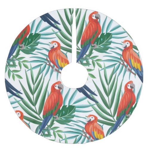 Tropical Parrots Lush Palm Seamless Brushed Polyester Tree Skirt