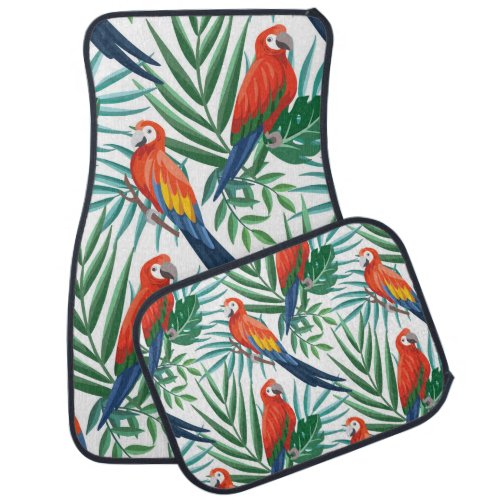 Tropical Parrots Lush Palm Seamless Car Floor Mat