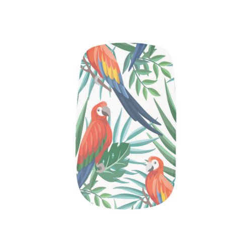 Tropical Parrots Lush Palm Seamless Minx Nail Art
