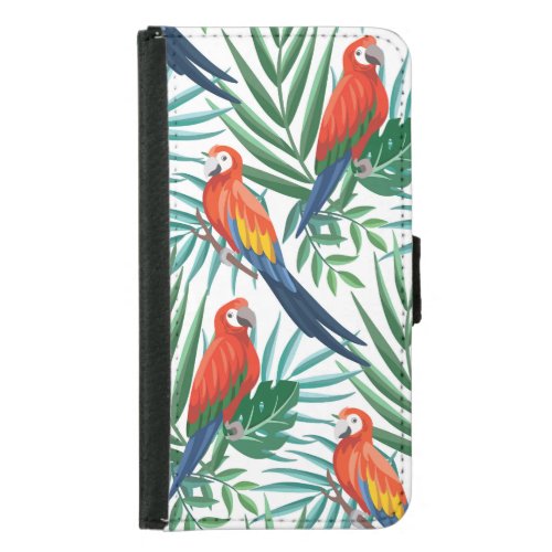 Tropical Parrots Lush Palm Seamless Samsung Galaxy S5 Wallet Case