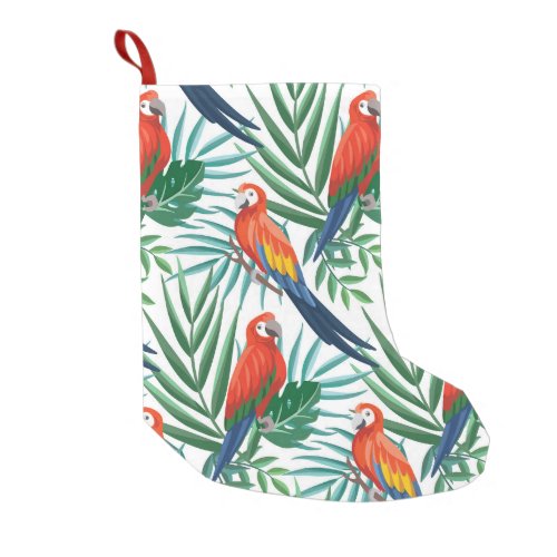 Tropical Parrots Lush Palm Seamless Small Christmas Stocking