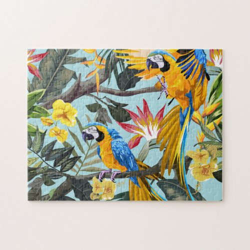 Tropical Parrots  Palms Jigsaw Puzzle