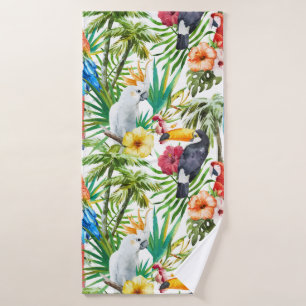 Tropical parrots pattern bath towel