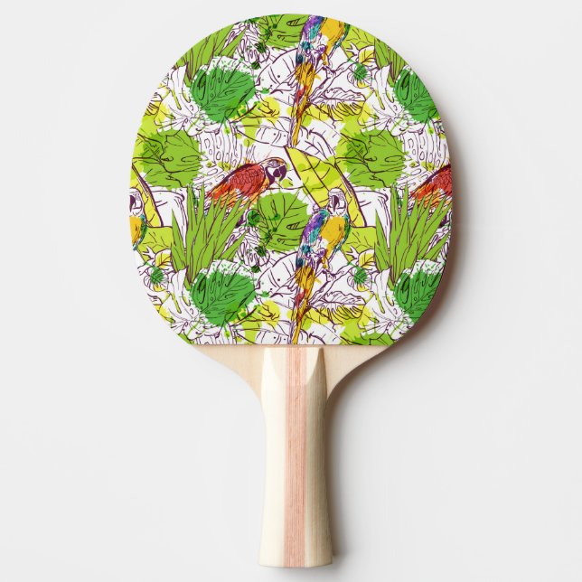 Tropical Parrots Ping-Pong Paddle (Front)