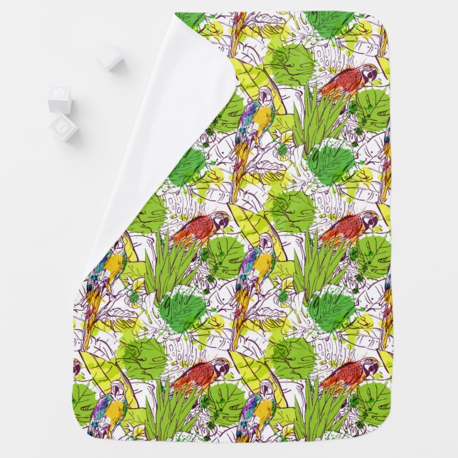 Tropical Parrots Stroller Blanket (In Situ)