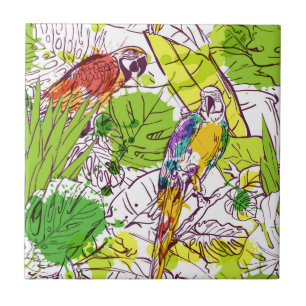 Tropical Parrots Tile