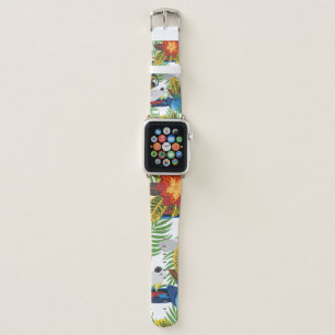 Tropical parrots, vintage seamless pattern. apple watch band