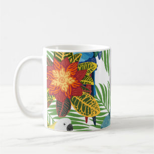 Tropical parrots, vintage seamless pattern. coffee mug