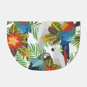 Tropical parrots, vintage seamless pattern. doormat