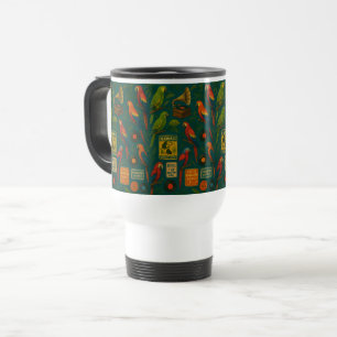 Tropical Parrots & Vintage Travel Mug