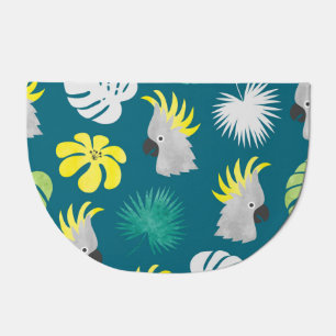 Tropical Parrots: Watercolor Summer Scene Doormat