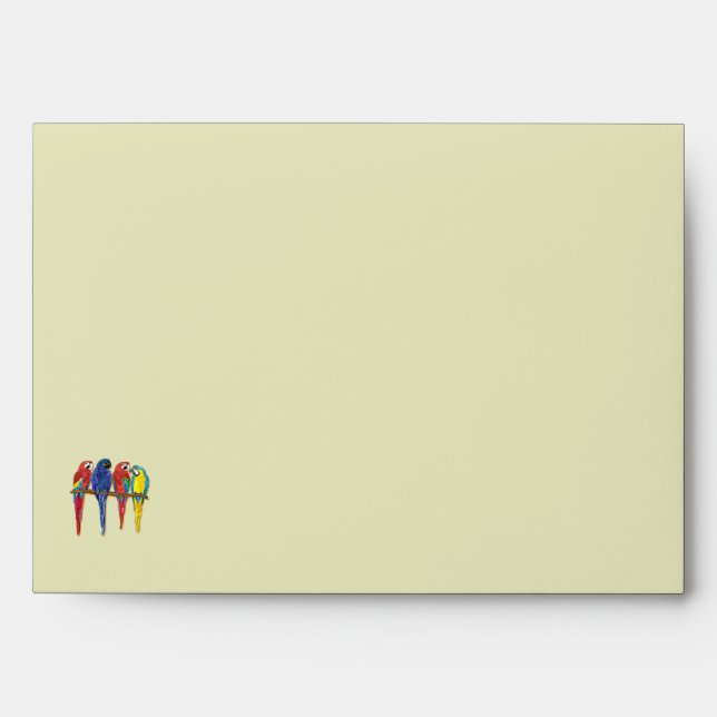 Tropical Parrots Wedding Envelope (Front)