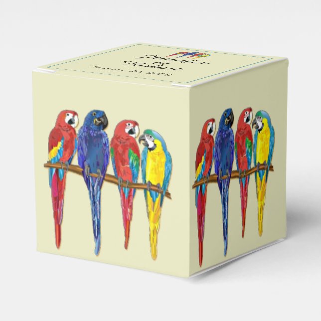 Tropical Parrots Wedding Favor Boxes (Front Side)