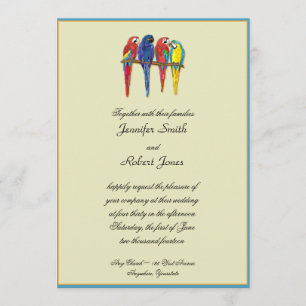 Tropical Parrots Wedding Invitation