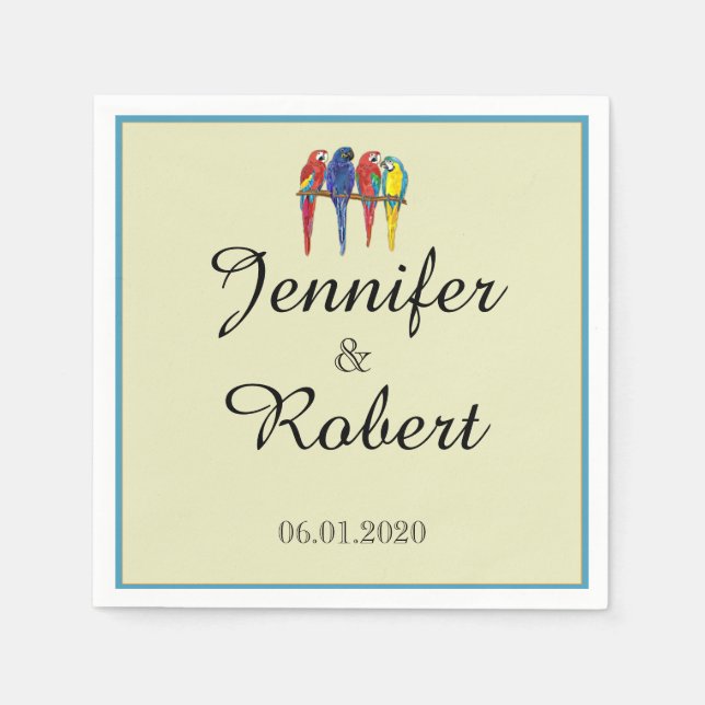 Tropical Parrots Wedding Napkins (Front)