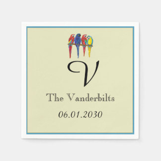 Tropical Parrots Wedding Paper Napkins