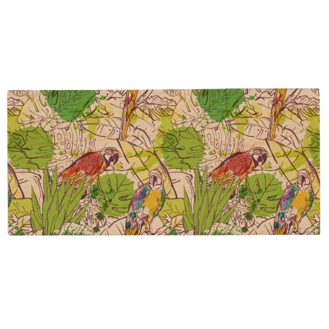 Tropical Parrots Wood USB Flash Drive (Front)