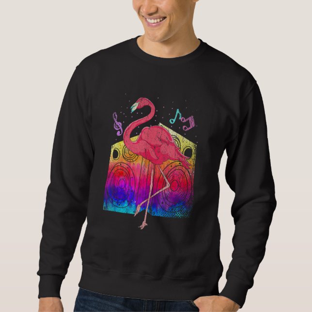 Tropical Party Animal Cool Exotic Bird Music Pink  Sweatshirt (Front)