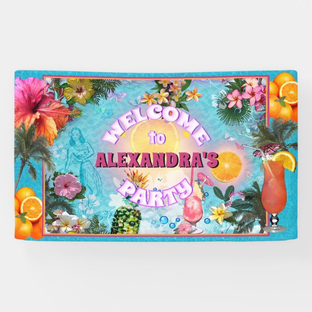 Tropical Party Banner (customizable) (Horizontal)
