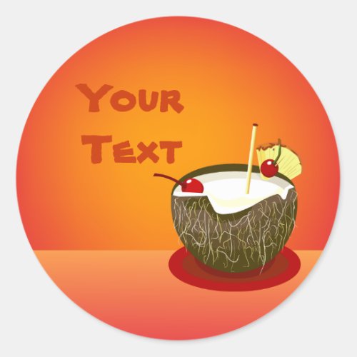 Tropical Party Coconut Drink Sticker