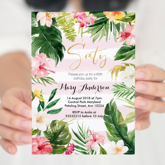 Tropical party forty 60th Birthday Invitation (Creator Uploaded)