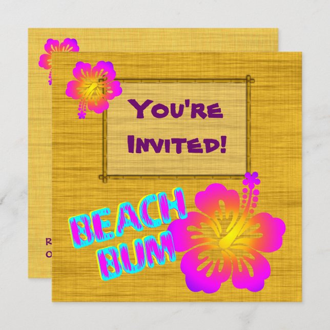 Tropical Party Hibiscus Flower Custom Invitations (Front/Back)