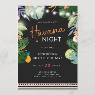 Tropical Party Hot Night in Havana Birthday Shower Invitation