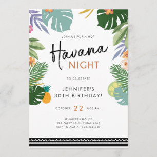 Tropical Party Hot Night in Havana Birthday Shower Invitation