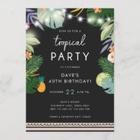 Tropical Party Luau Aloha Men Birthday Invitation