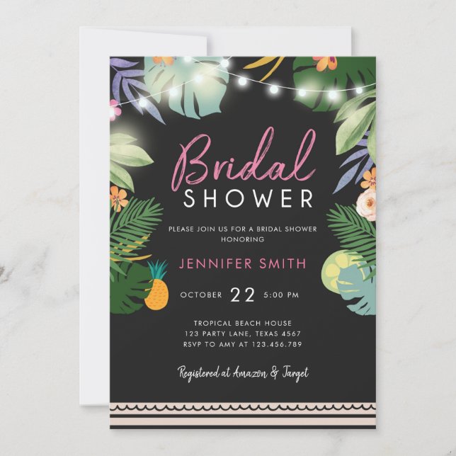 Tropical Party Luau Aloha Pink Bridal Shower Invitation (Front)