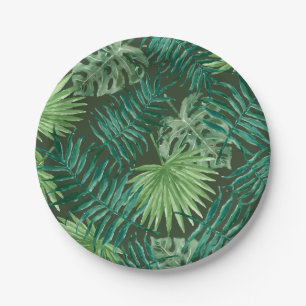 Tropical Party Palm Leaves Beach Wedding Paper Plates