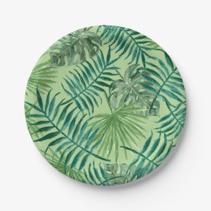 Tropical Party Palm Leaves Beach Wedding Paper Plates