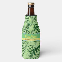 tropical party palm leaves custom bottle cooler