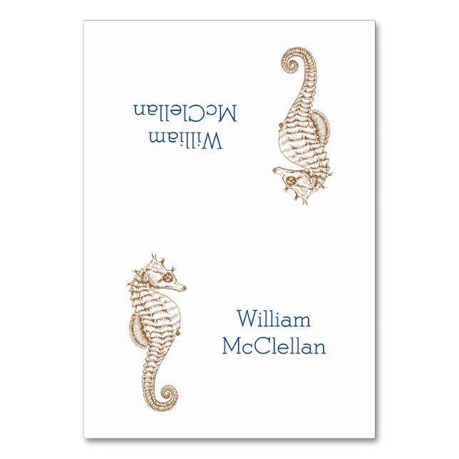Tropical Party Seahorse Tented Place Cards (Front)