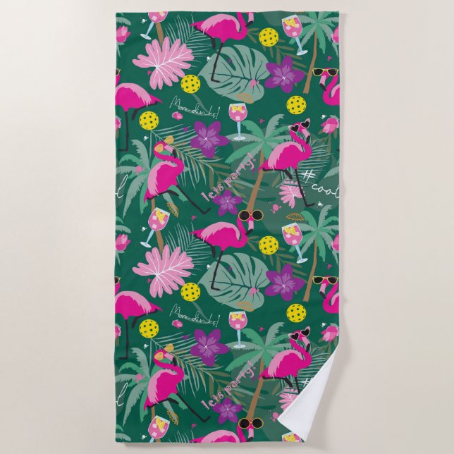 🤩Tropical party with pickleball,  Beach Towel (Front)